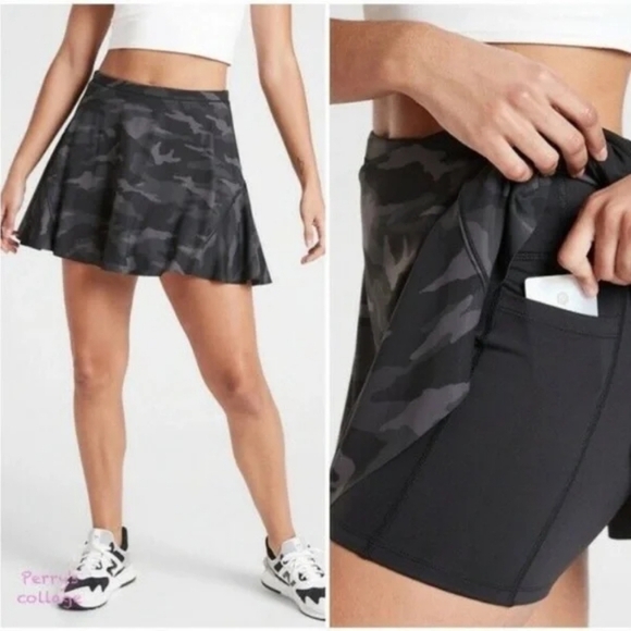 Athleta‎ Match Point Skort Mini Skirt Camo Gray Black Size Small - Picture 1 of 13